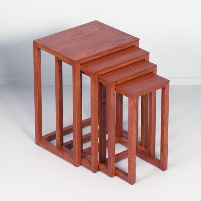 *Josef Hoffmann nesting tables, model 8890, comprising a set of four in solid ash. Designed for Wittmann, their clean...