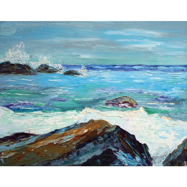 Carmel by the Sea "Near Point" 1969 Seascape T. Brown Monterey For Sale - Image 4 of 8