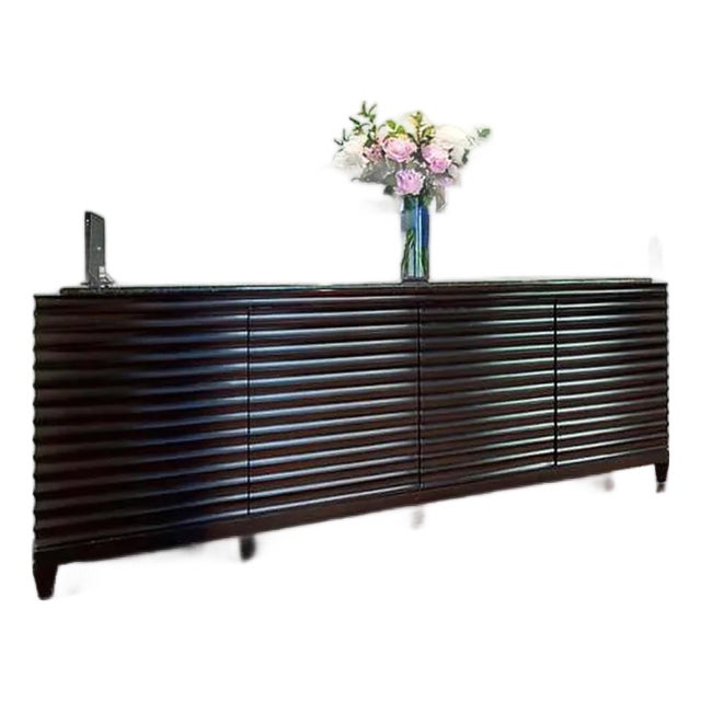 Barbara Barry for Baker Modern Fluted Buffet Sideboard Cabinet With Black Stone Top For Sale