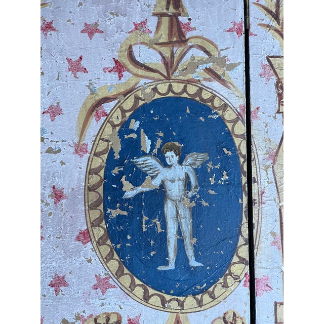 Grand Tour Large Neoclassical Pompeian Style Six Panel Folding Screen With Trompe L’Oeil Interior Scene For Sale - Image 3 of 12