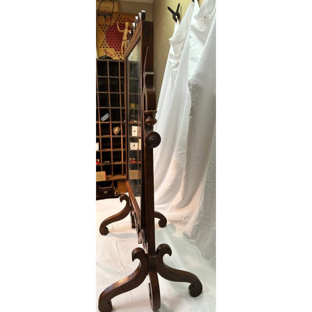 English English Oak Floor Standing Dressing Mirror For Sale - Image 3 of 9