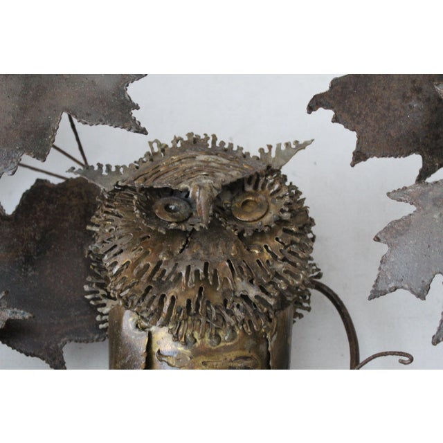 Sergio Bustamante Jere Bustamante Brutalist Style Maple Leaves Owl Ram Wall Sculptures, Signed For Sale - Image 4 of 13