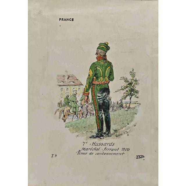 7e Hussards is an original drawing in ink and watercolor realized by Herbert Knotel in 1930/40s. Good condition except for...