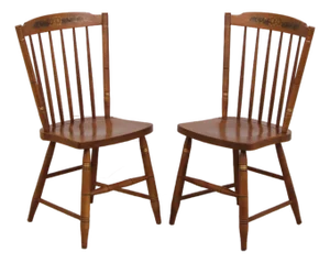Pair Hitchcock Early American Stenciled Dining Chairs