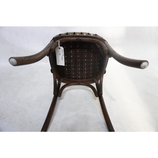 Bent Wood Cross Back Dining Chair With Caned Seat and Cushion For Sale - Image 9 of 11