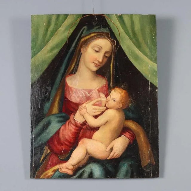 Madonna with Child, Oil on Panel For Sale - Image 11 of 11