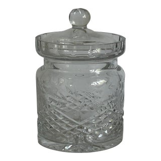 Vintage Wedgwood Sovereign Biscuit Barrel With Lid Cut Crystal Flowers Strawberries For Sale
