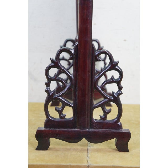 Chinese Silk Embroidered Peony Reticulated Rosewood Fire Screen Panel 31" For Sale - Image 10 of 18