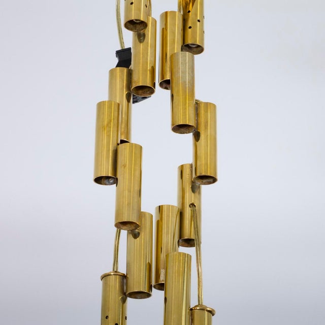 Sculptural brass flush mount ceiling light For Sale In New York - Image 6 of 11