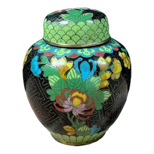 Vintage Chinese Cloisonné Lidded Jar