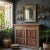 Wood Antique Boho Vanity Hand-Carved Pink Sideboard Cabinet With Sunburst Doors For Sale - Image 7 of 8