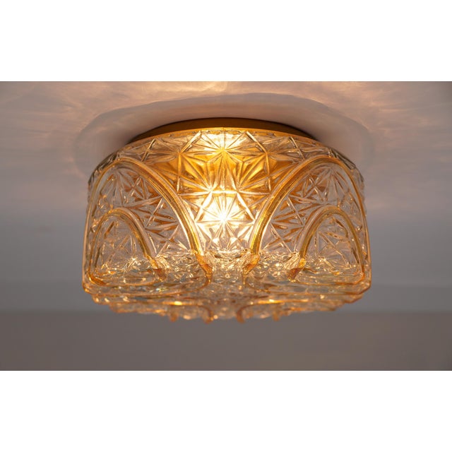 Roiund 3D Amber Glass Flush Mount Lamp by Limburg, Germany, 1960s For Sale - Image 12 of 15