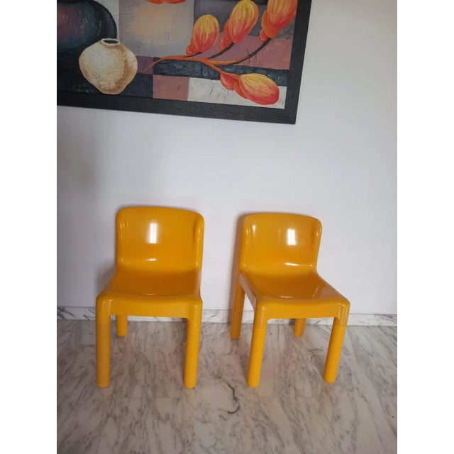Yellow 4865 Chairs by Carlo Bartoli for Kartell, 1970s, Set of 2 For Sale - Image 18 of 18