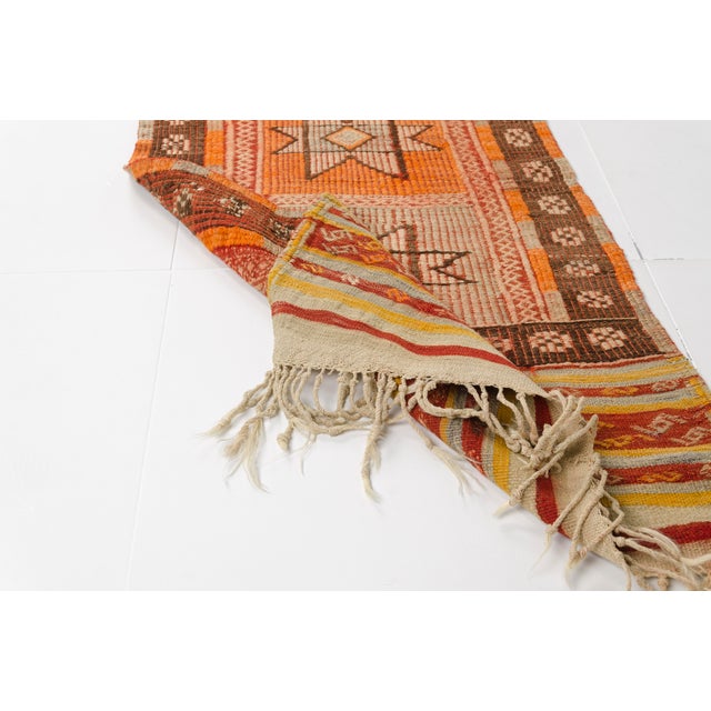 1960s Earthy Orange, Brown & Tan Flatweave Kilim For Sale - Image 9 of 10