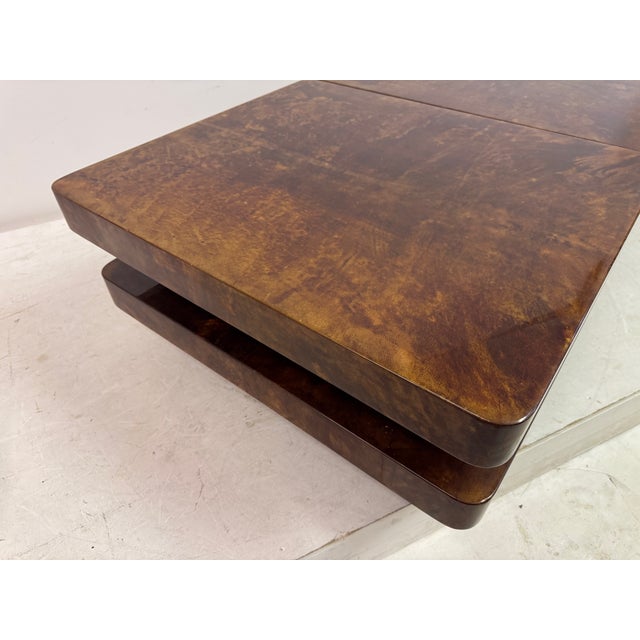 Lacquered Goatskin Sliding Coffee Table, Italy, 1970s For Sale - Image 14 of 18