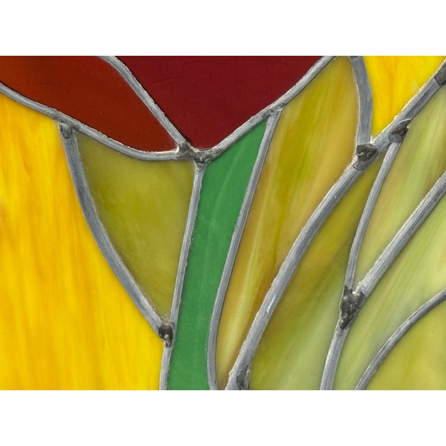Circa 1978 Gene LeLonde Red Tulip Stained Glass Panel For Sale In San Francisco - Image 6 of 12