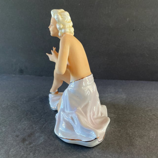 Porcelain Figurine artwork. Created by Fasold & Stauch, made in Germany in the 1940's - 1950s. "Naked Woman Dancer"...