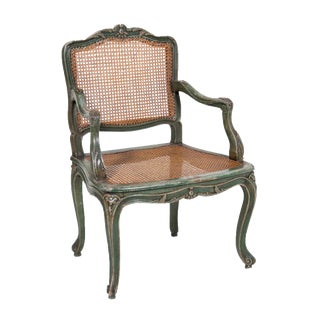 Classic French Green Armchair For Sale