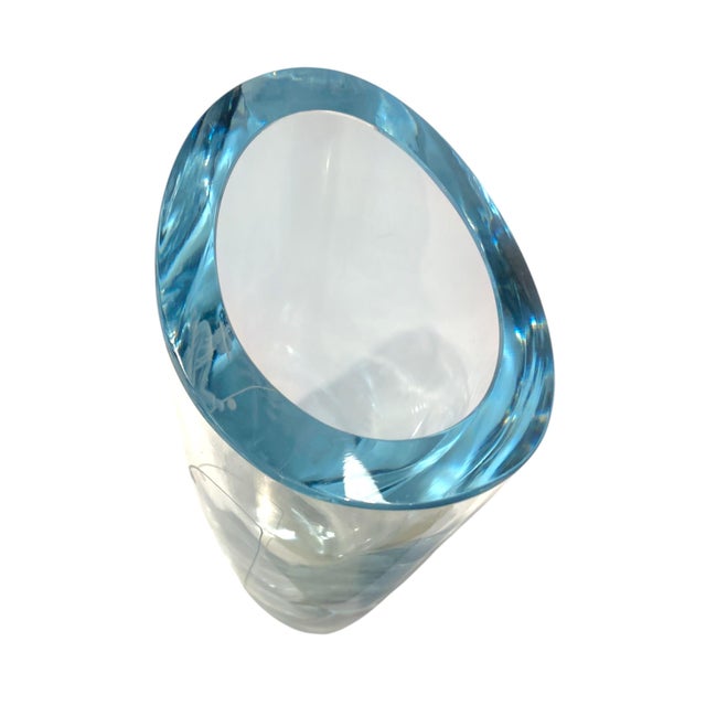 Mid-Century Modern Mid-Century Signed Swedish Strömbergshyttan Engraved Crystal Vase With Fisherman Motif For Sale - Image 3 of 10