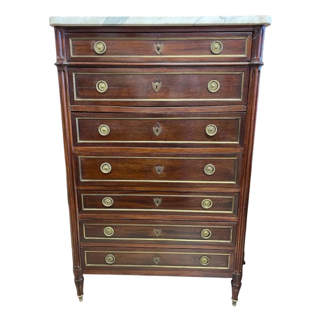 Antique French Semainier With Marble Top. Mid 19th C. For Sale