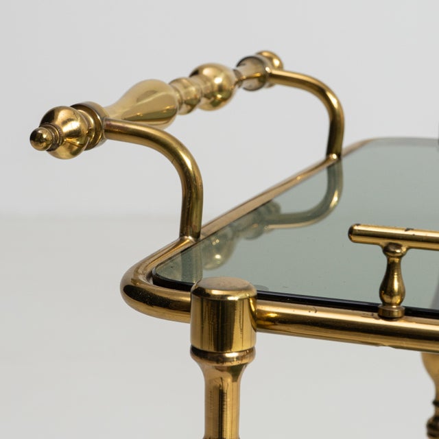 Hollywood Regency Brass Bar Cart on Wheels, France, 1960 Gold For Sale - Image 13 of 13