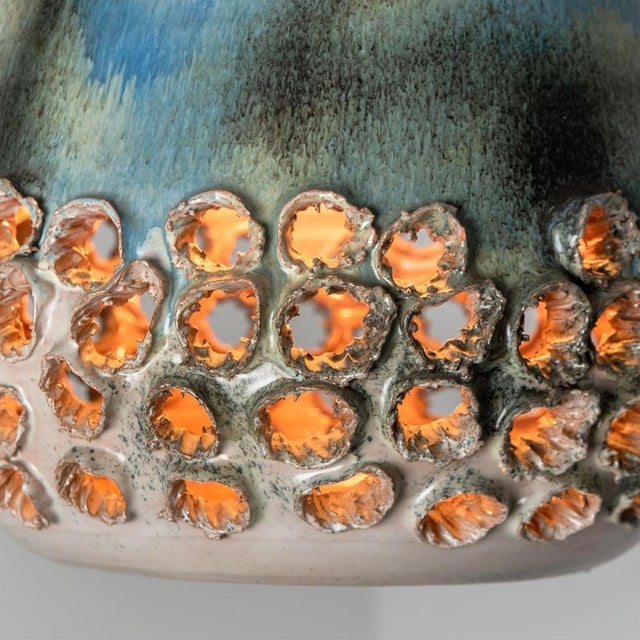 Green Blue Ceramic Pendant Light, Denmark, 1970s For Sale - Image 10 of 18