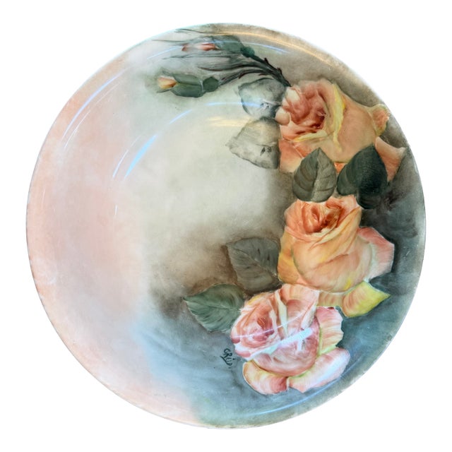 Antique Hand-Painted Bavarian Porcelain Rose Bowl - LHR Favorite Bavaria Signed For Sale