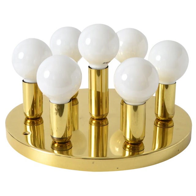 German Brass Ceiling Lamp from Solken Leuchten, 1970s For Sale