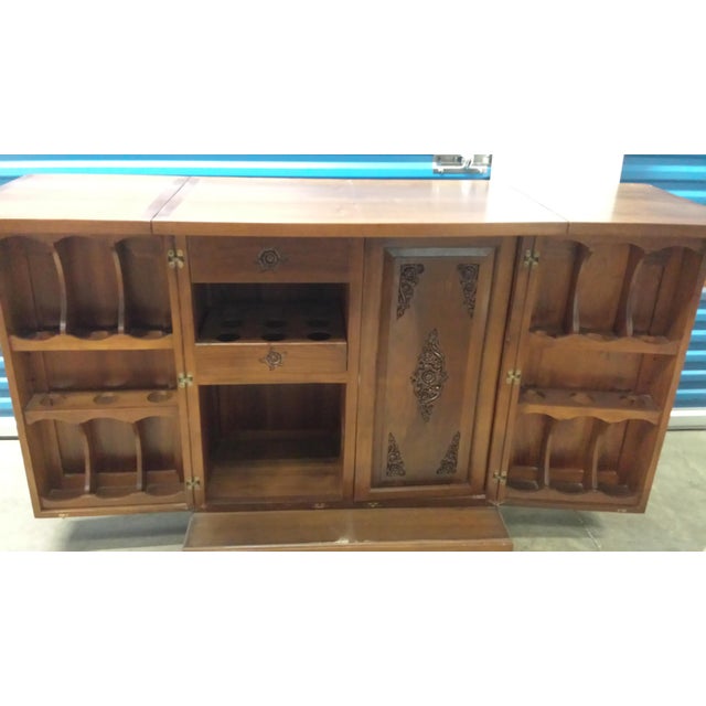 Vintage Expandable Hand Carved Teak Bar Chairish