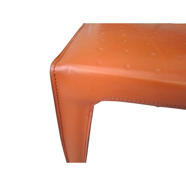 Orange Vintage Chairs in Orange Leather and Iron, 1980, Set of 4 For Sale - Image 8 of 11