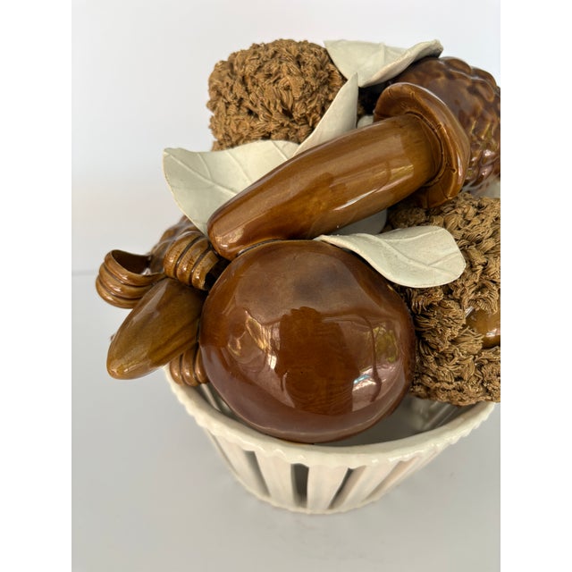Vintage Italian Ceramic Basket of Mushrooms From Neiman Marcus For Sale - Image 10 of 14