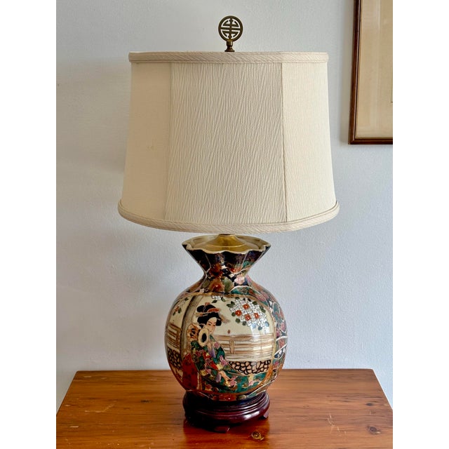 1970s Asian Vase Lamp With Shade For Sale - Image 12 of 12