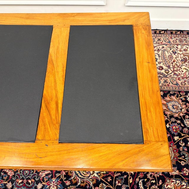Classic English Writing Desk Black Leather For Sale - Image 16 of 18
