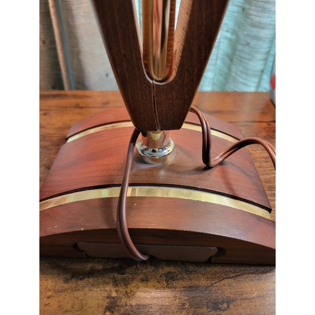 Mid-Century Modern Wood & Brass Desk/Piano Lamp For Sale - Image 9 of 12