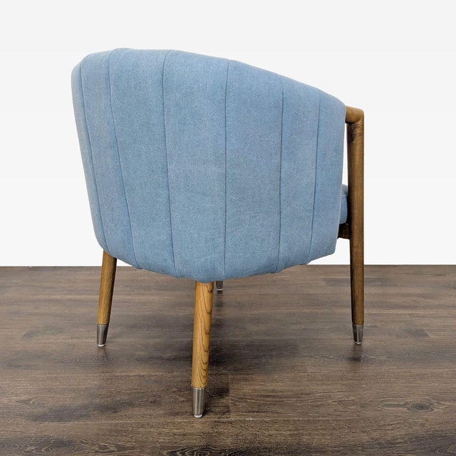 Moe's Light Blue Lounge Chair With Wood Frame and Metal Leg Accents For Sale - Image 4 of 10