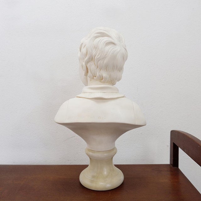 Jean-Antoine Houdon, Bust of Alexandre Brongniart, 1970s, Porcelain & Alabaster For Sale - Image 6 of 18