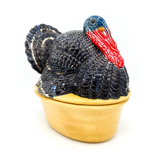 1975 Byron Molds Turkey Hobby Ceramic Covered Casserole Dish – Traditional / Thanksgiving Décor For Sale - Image 11 of 13