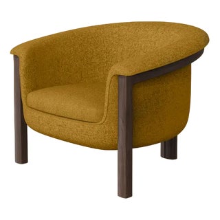 Modern Agnes Armchair in Walnut and Mustard Wool Fabric by Javier Gomez For Sale