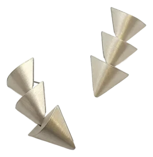 1990s Linking Triangles, Modernist Sterling Silver Earrings, Gerhard Herbst, Studio, Vintage- Set of 2