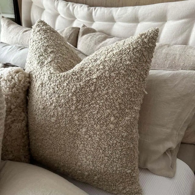 Wool Bouclette Style Pillow With Insert For Sale - Image 4 of 7