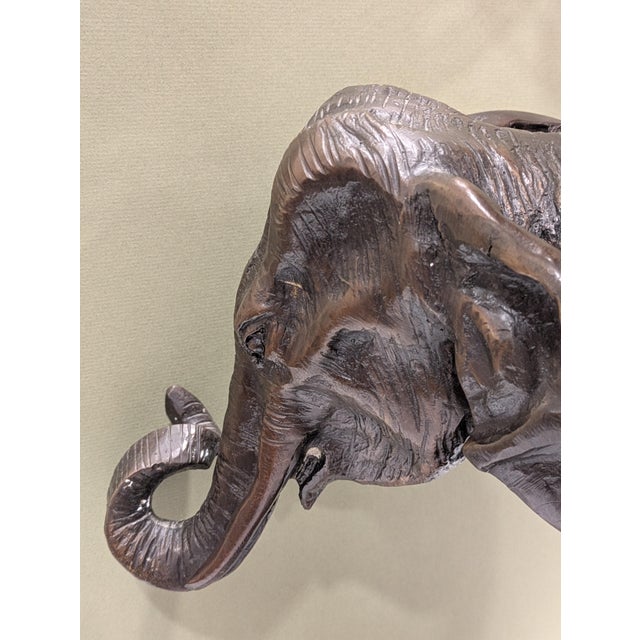 Large Maitland Smith Bronze Elephant Center Piece For Sale - Image 15 of 15
