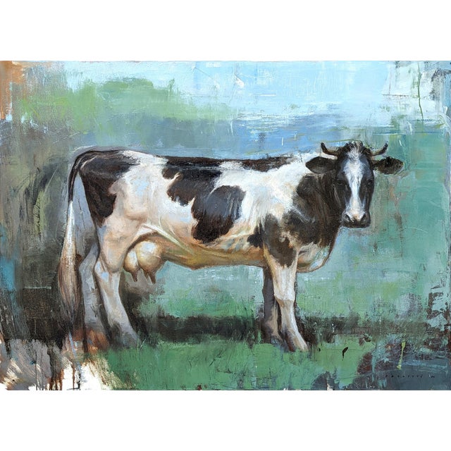 Matthew Paoletti "WI. Dairy Cow" Contemporary Naturalistic Rural Animal Painting of a Cow, 2022 For Sale