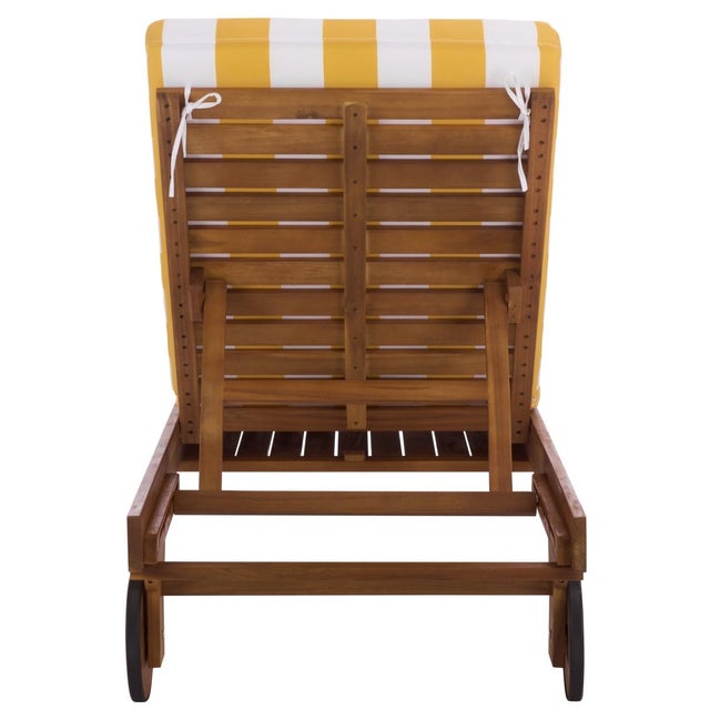 Mid-Century Modern Newport Chaise Lounge, Yellow Stripe For Sale - Image 3 of 13