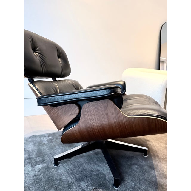 Black Eames Lounge Chair + Ottoman For Sale - Image 8 of 12