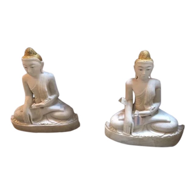 Marble Buddha Sculptures - a Pair For Sale