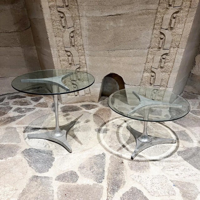 1960s Two Nesting Side Tables Aluminum Tripod Base For Sale - Image 4 of 9