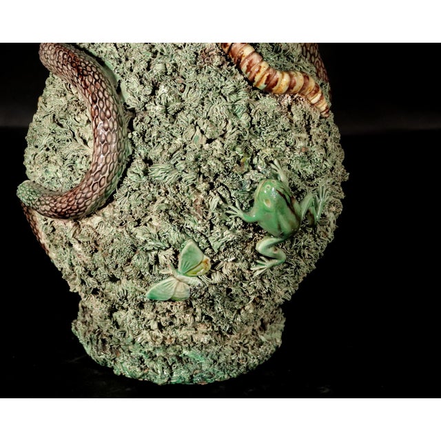 Forest Green Verdant Terrarium: José A. Cunha's Palissy Ewer For Sale - Image 8 of 13