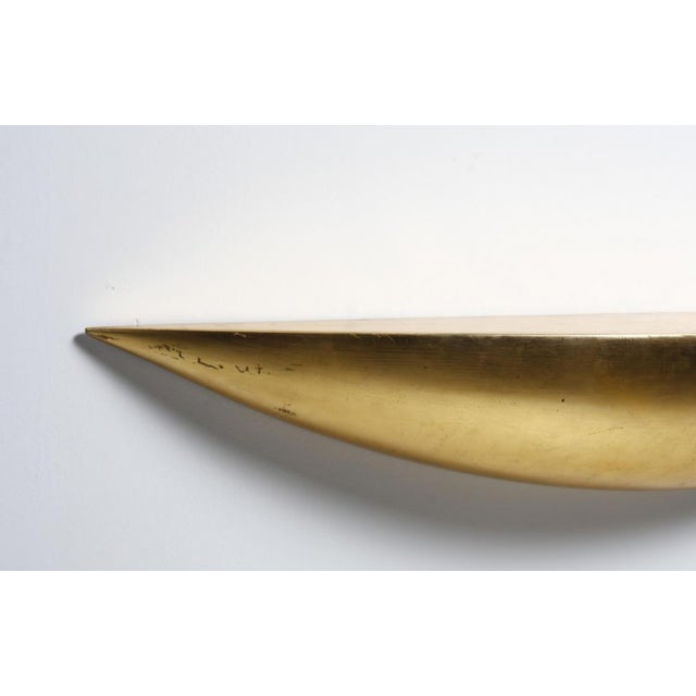 Wall Console Bowl Model in Wood and Gold Leaf by Marco Bagnoli for Memphis, 1970s For Sale - Image 4 of 5