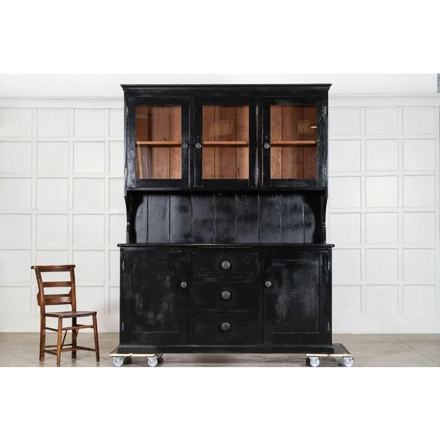 Large English Ebonised Pine Butler's Pantry Cabinet, 1890s For Sale - Image 4 of 11