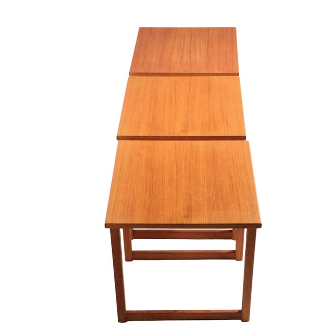 Mid Century Danish Modern Teak Cube Table Nest Att. To Kai Kristiansen for Vildberg Mobelfabrik Model 33 C. 1960's For Sale - Image 14 of 14